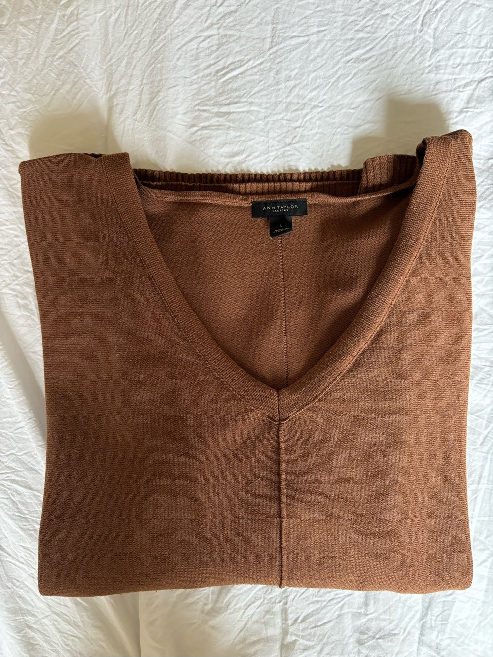 Ann Taylor Factory Brown V-Neck Sweater